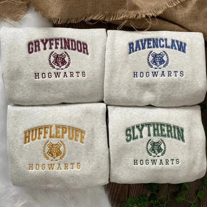 Hogwarts Houses Embroidered Sweatshirt, Magic Wizard Embroidery Shirt,EGG14