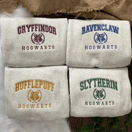 Hogwarts Houses Embroidered Sweatshirt, Magic Wizard Embroidery Shirt,EGG14