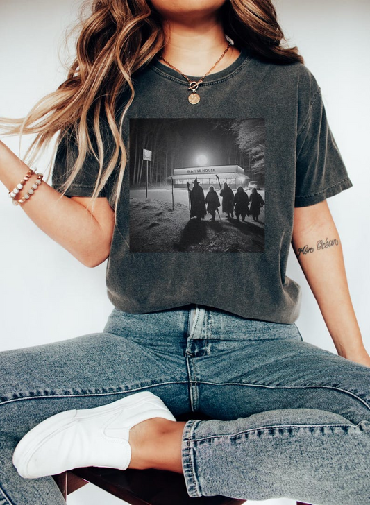 Gray Wizard and Fellowship at Waffle Restaurant Middle of Earth Tee Tolkien Book, PGG14