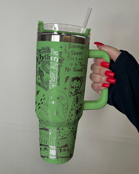 Harry Potter Slytherin Tumbler 30oz/40oz Laser Engraving, Hogwarts House Slytherin Tumbler HP18