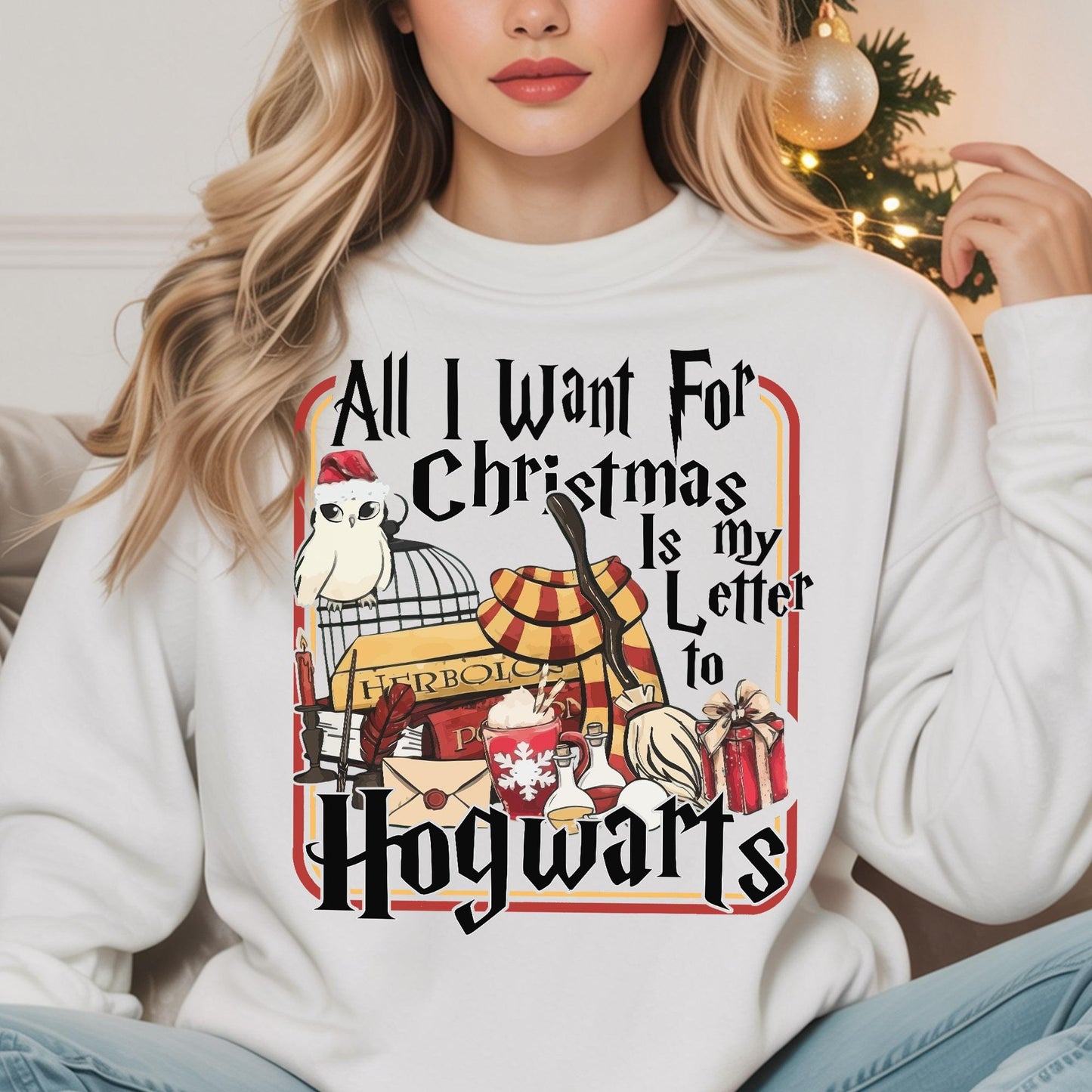 All I Want For Christmas Is Letter To My Hogwarts T-Shirt, Cozy Holiday Sweatshirt, Gift for Potterhead, Cute Xmas, Wizard Loverst PGG29