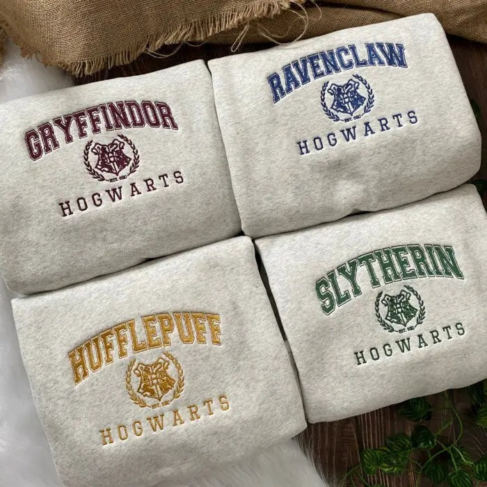 Hogwarts Houses Embroidered Sweatshirt, Magic Wizard Embroidery Shirt,EGG14