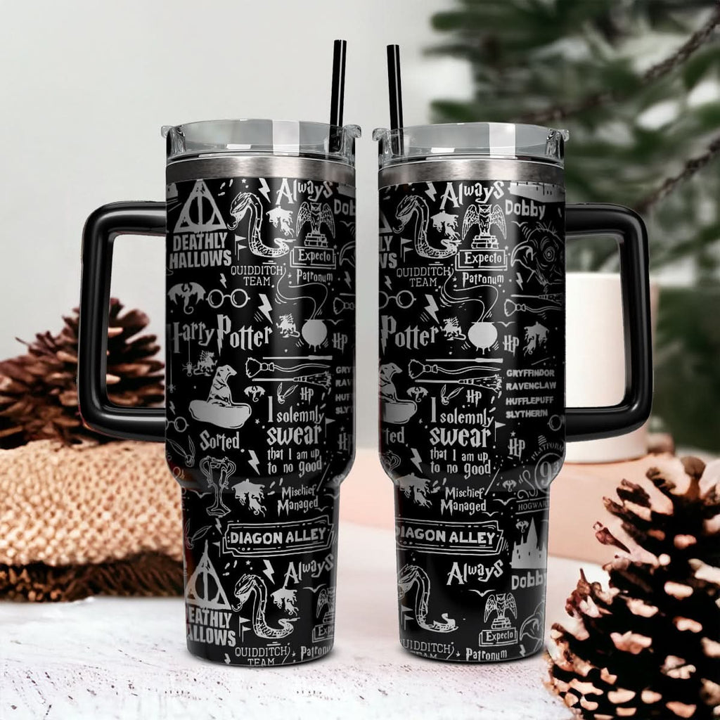 Harry Potter Hogwarts Castle Magic 30oz/40oz Tumbler with Handle, Harry Potter Laser Engraved Tumbler, HP10