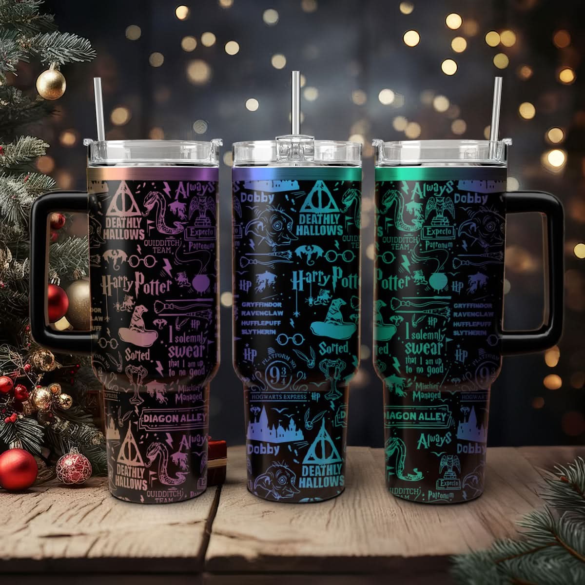 Harry Potter Hogwarts Castle Magic 30oz/40oz Tumbler with Handle, Harry Potter Laser Engraved Tumbler, HP10