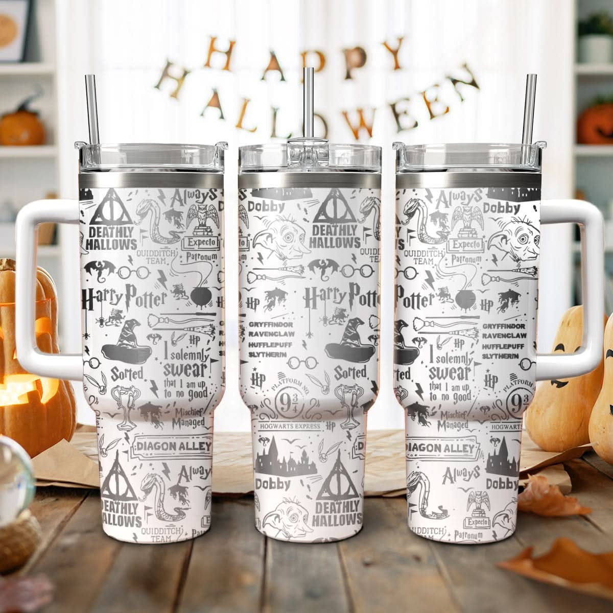 Harry Potter Hogwarts Castle Magic 30oz/40oz Tumbler with Handle, Harry Potter Laser Engraved Tumbler, HP10