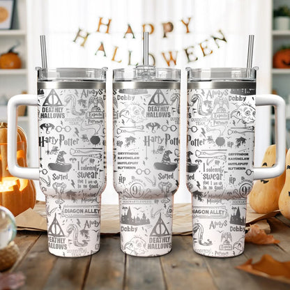 Harry Potter Hogwarts Castle Magic 30oz/40oz Tumbler with Handle, Harry Potter Laser Engraved Tumbler 30oz/40oz