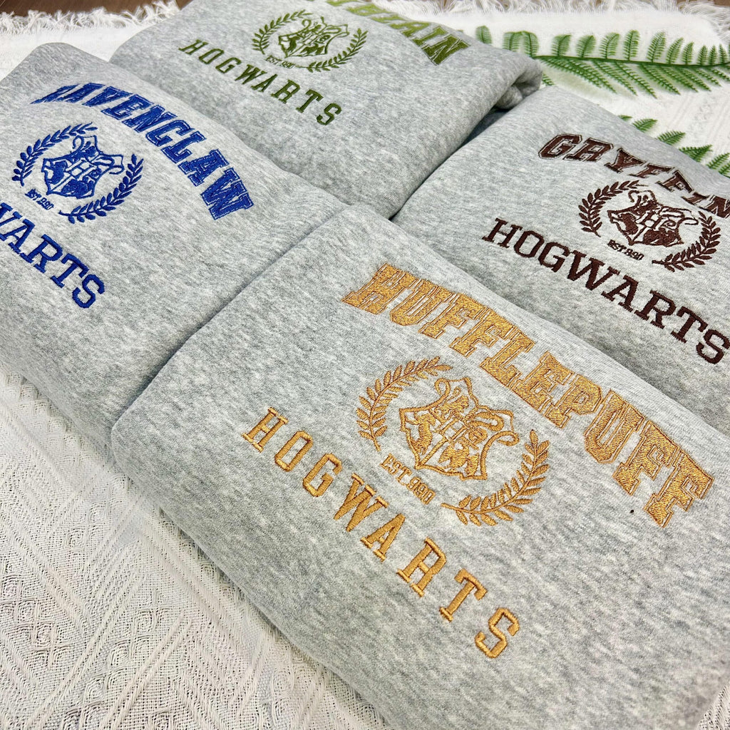 Embroidered Hogwarts Houses Embroidered Sweatshirt , Embroidery Shirt Magic Wizard, EGG09