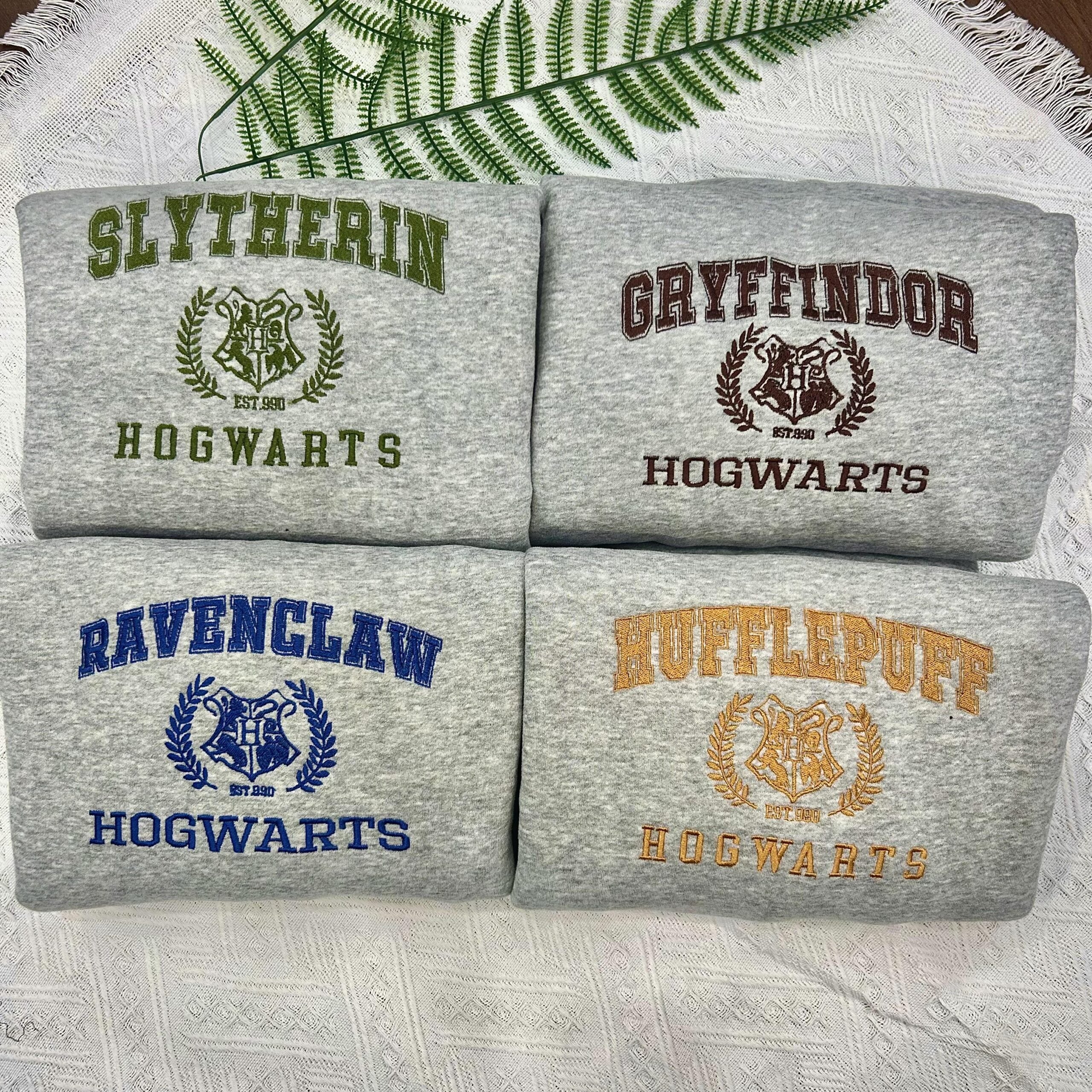 Embroidered Hogwarts Houses Embroidered Sweatshirt , Embroidery Shirt Magic Wizard, EGG09