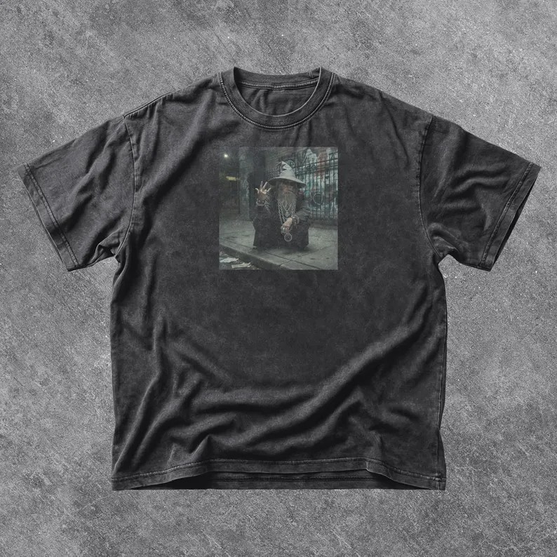 Gangdalf T-Shirt, Gangster Rapper Wizard With Attitude Tee, Gandalf-Inspired Shirt for Men & Women, Fantasy Novel Gift, Weirdcore Tee