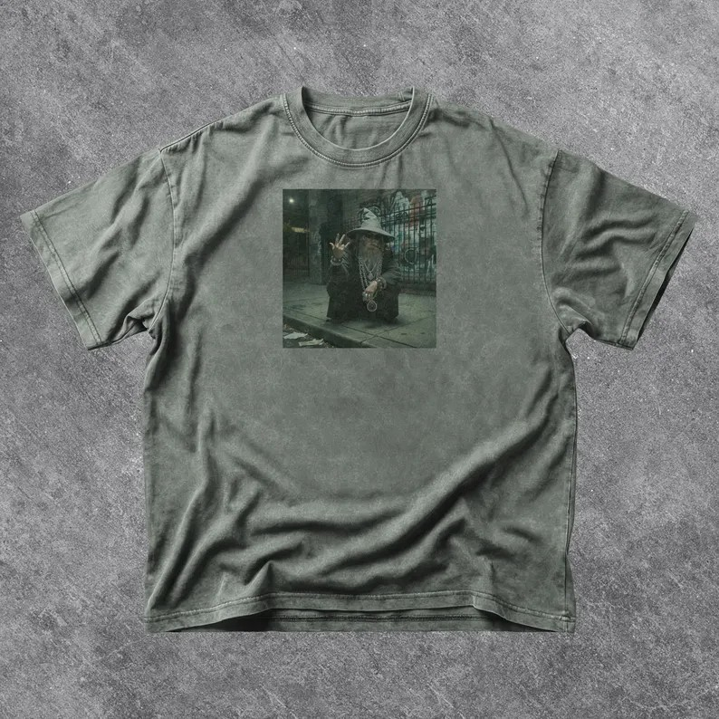 Gangdalf T-Shirt, Gangster Rapper Wizard With Attitude Tee, Gandalf-Inspired Shirt for Men & Women, Fantasy Novel Gift, Weirdcore Tee