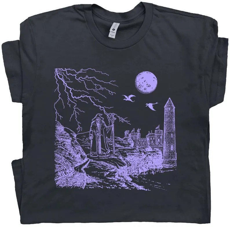 Wizard T Shirt Magic Mystical T Shirt for Men Women Doom Metal Shirt Medieval Theme Dragon Tee Witchy Spell Casting RPG Warlock Magical Tee