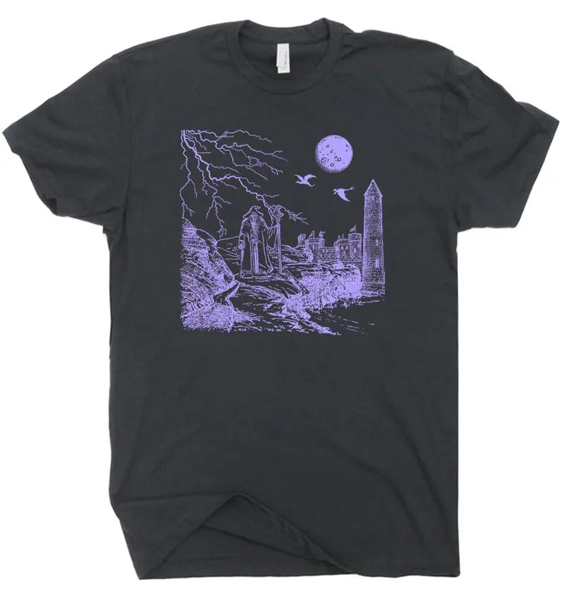 Wizard T Shirt Magic Mystical T Shirt for Men Women Doom Metal Shirt Medieval Theme Dragon Tee Witchy Spell Casting RPG Warlock Magical Tee
