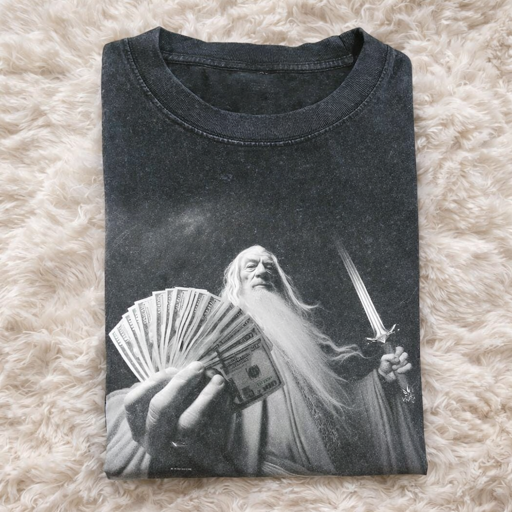 Wizard Old and Rich Comfort Colors Shirt, Funny Dalf Meme Tee, Washed Fantasy Graphic Shirt for Men and Women