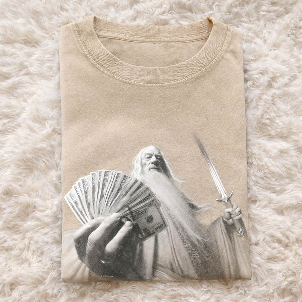 Wizard Old and Rich Comfort Colors Shirt, Funny Dalf Meme Tee, Washed Fantasy Graphic Shirt for Men and Women