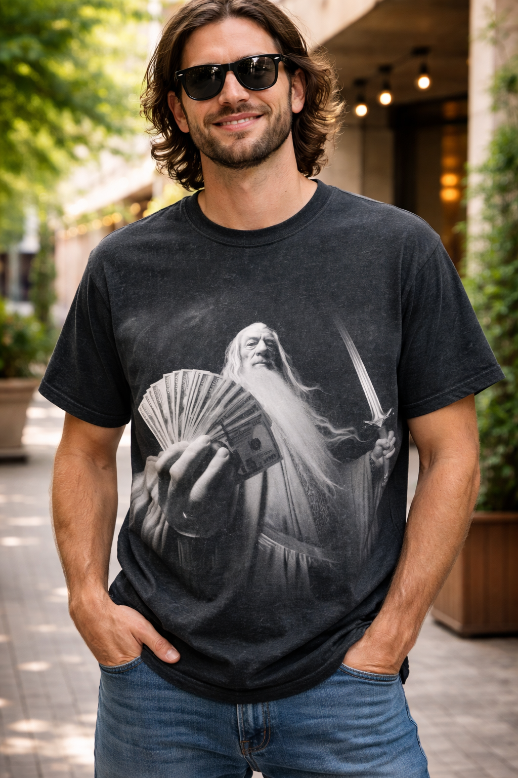 Wizard Old and Rich Comfort Colors Shirt, Funny Dalf Meme Tee, Washed Fantasy Graphic Shirt for Men and Women