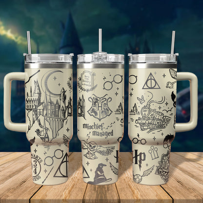 Hogwarts House Tumbler 30oz/40oz, Harry Potter Tumbler Laser Engraving, Gryffindor Tumbler, HP35