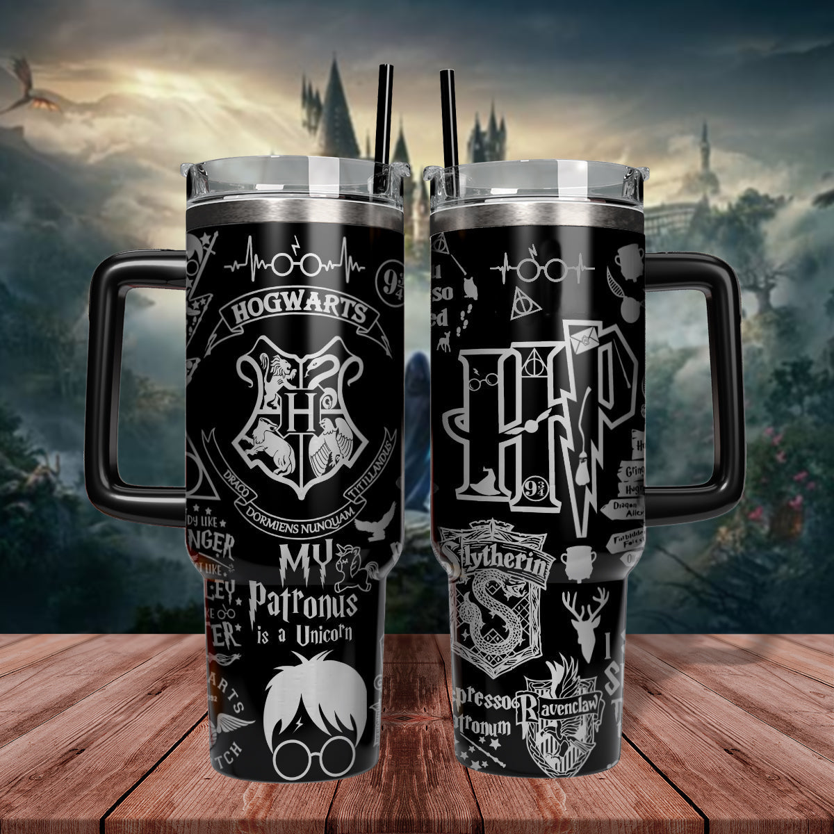 Hogwarts House Tumbler 30oz/40oz, Harry Potter Tumbler Laser Engraving, Slytherin Tumbler, HP36