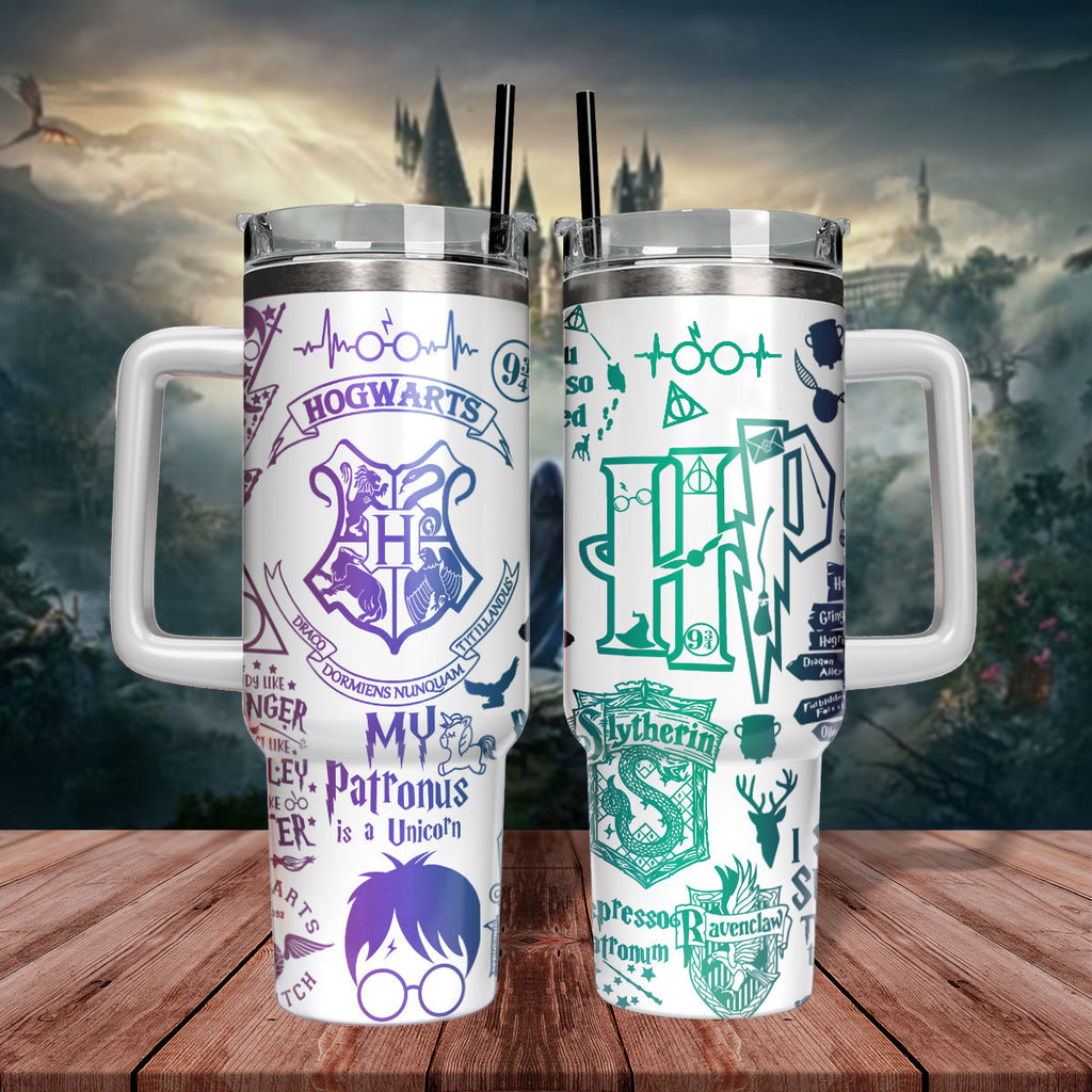 Hogwarts House Tumbler 30oz/40oz, Harry Potter Tumbler Laser Engraving, Slytherin Tumbler, HP36
