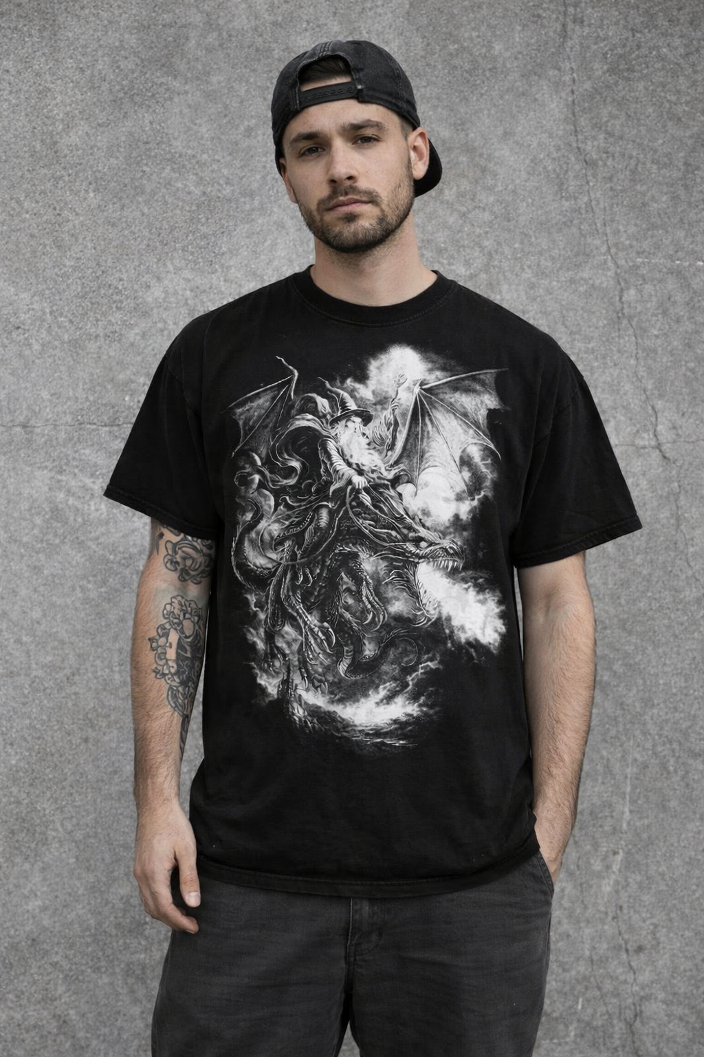 Vintage Wizard Dragon 90s Graphic T-Shirt, Retro Magic Medieval Fantasy Creature Tee, Grunge Mystic Gamer Shirt