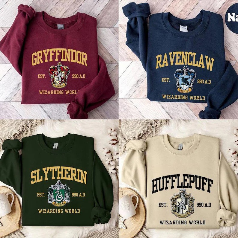 Vintage Wizard House Hoodie, Hogwarts House Sweatshirt, Magic School Sweater, Gift for Harry Fans, Cozy Potter Pullover