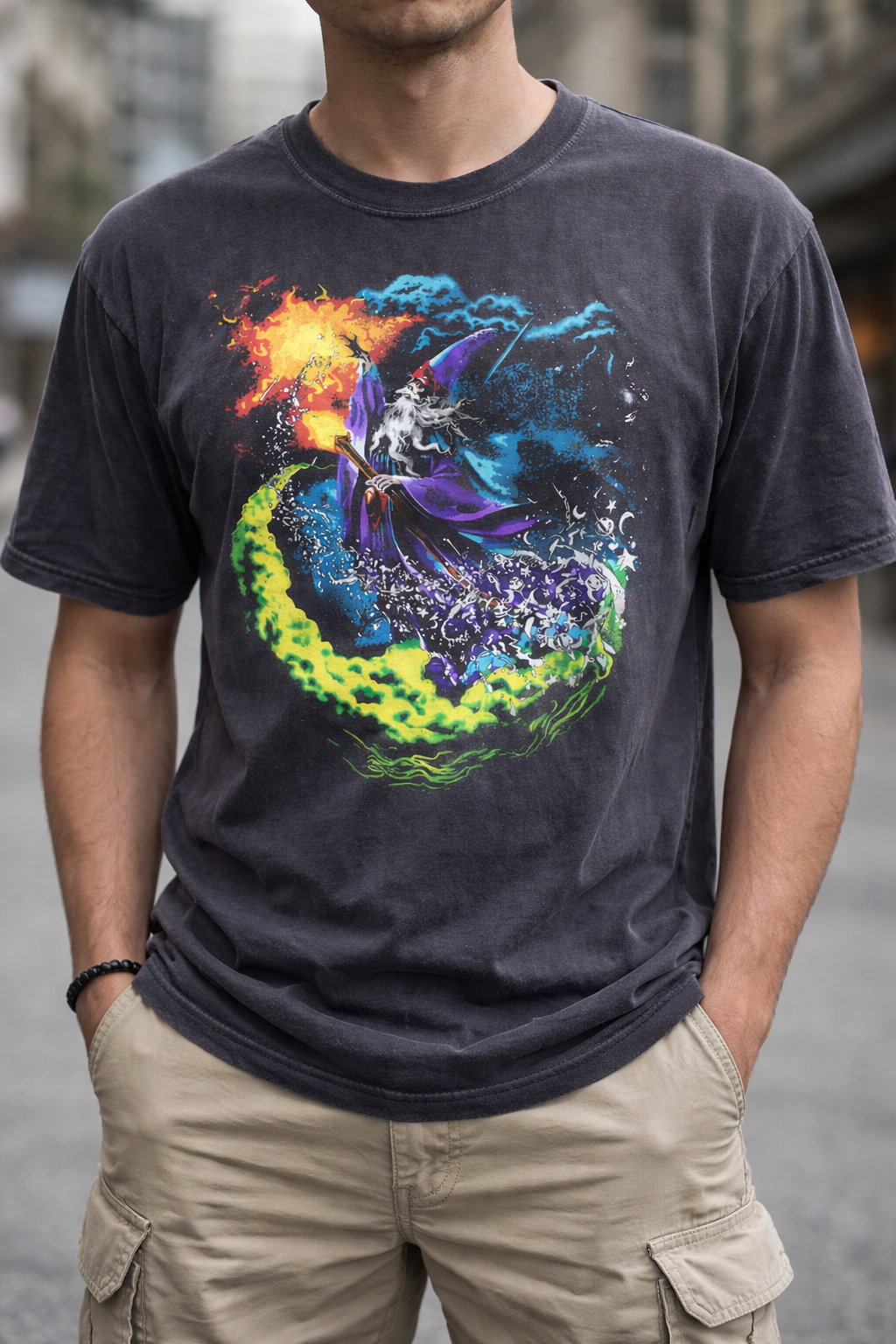 Vintage 90s Fantasy Wizard T-Shirt, Retro Sorcerer Magic Spell Shirt, Gothic Graphic Tee, Grunge Y2K Magical Top, Mystical Wizard Gift