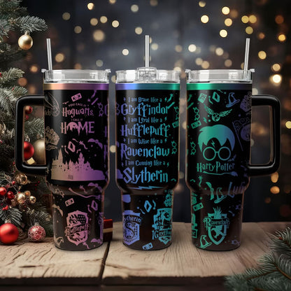 Harry Potter Castle Magic Tumbler 30oz/40oz, Hogwarts Tumbler with Handle, Harry Potter Laser Engraved Tumbler 30oz/40o