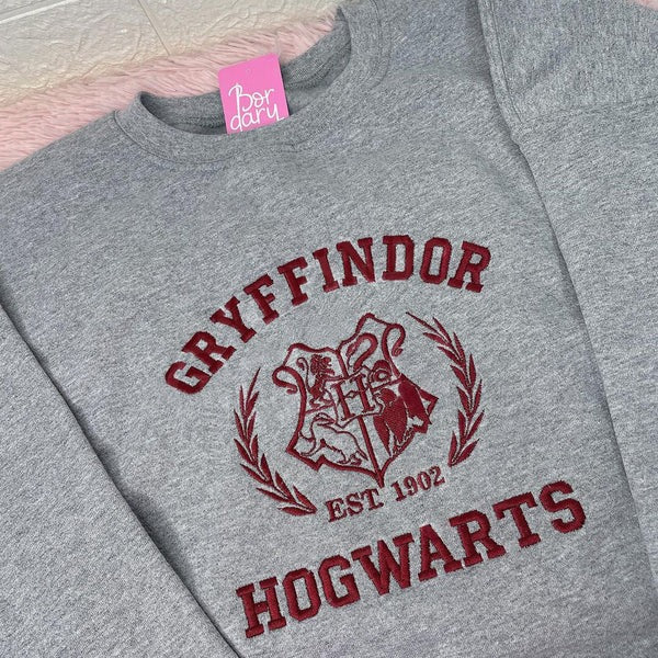 Hogwarts Houses Embroidered Sweatshirt, Embroidery Shirt Magic Wizard