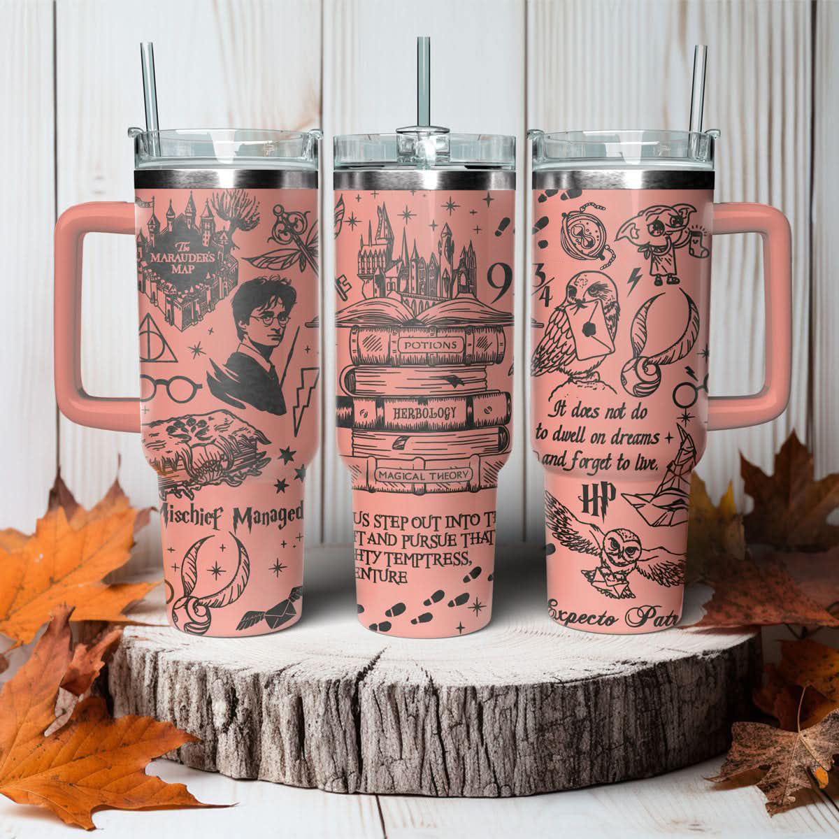 Harry Potter Tumbler 30oz/40oz, Hogwarts Castle Magic Tumbler with Handle, Harry Potter Laser Engraved Tumbler 30oz/40oz