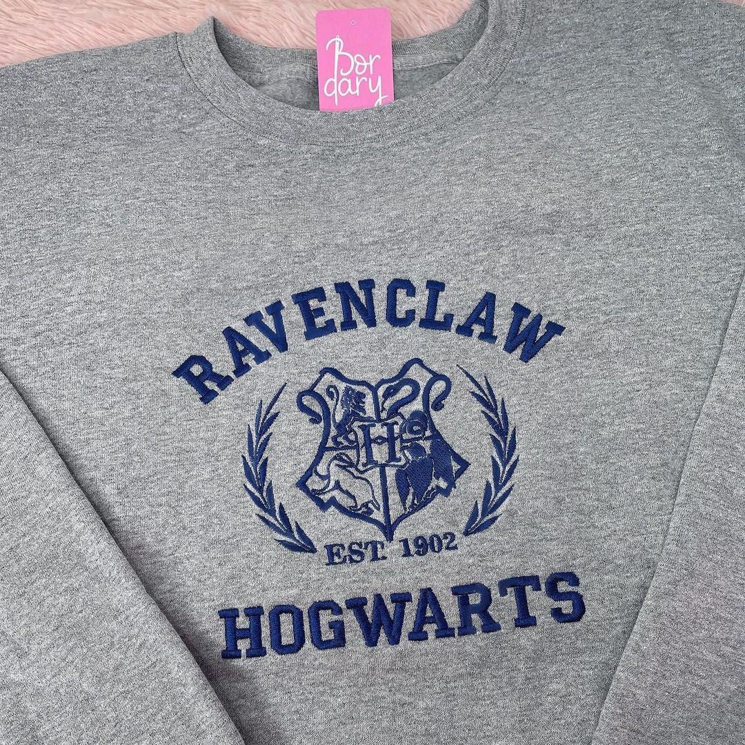 Hogwarts Houses Embroidered Sweatshirt, Embroidery Shirt Magic Wizard