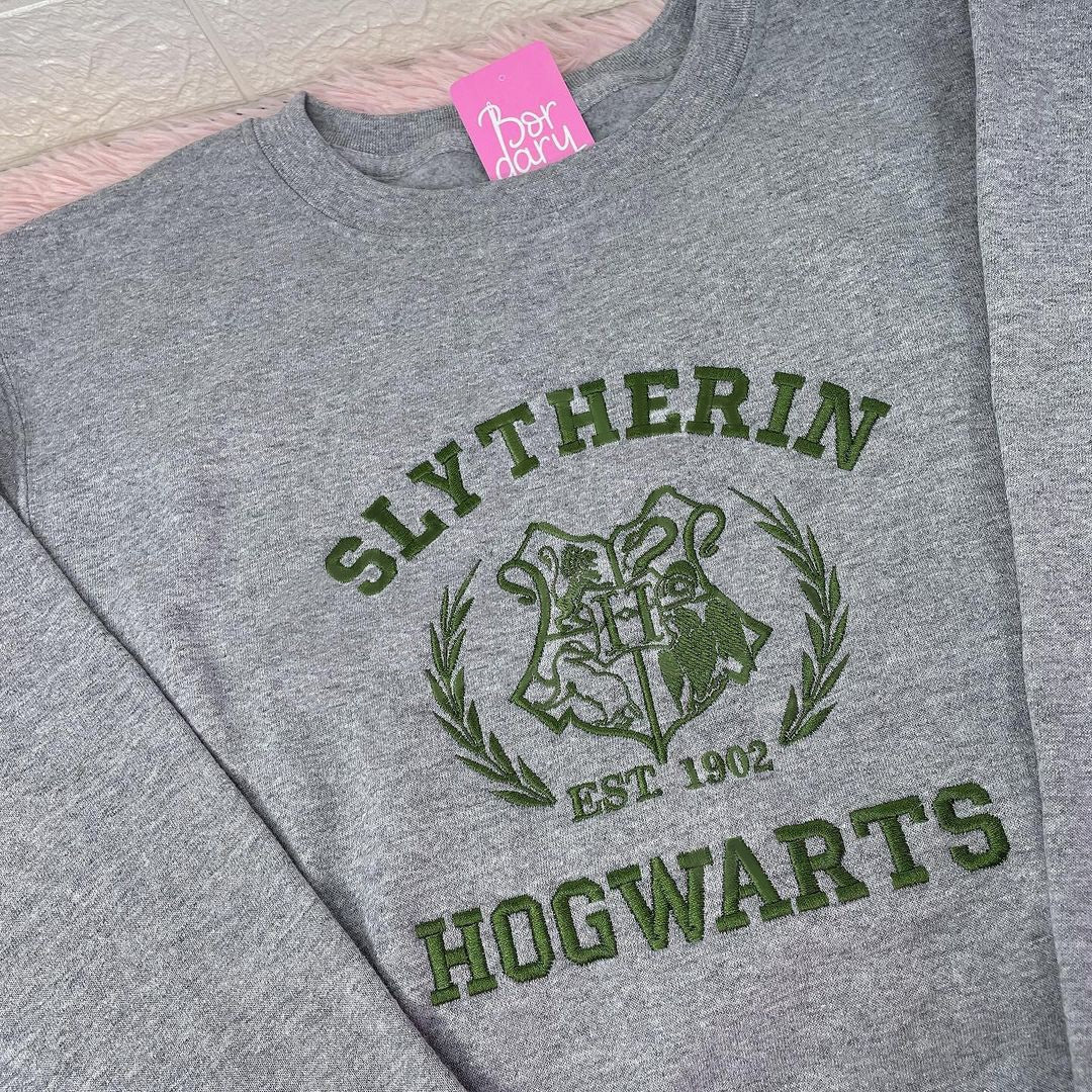 Hogwarts Houses Embroidered Sweatshirt, Embroidery Shirt Magic Wizard, EGG11