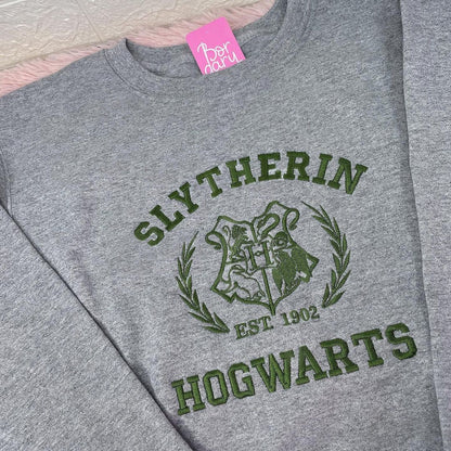 Hogwarts Houses Embroidered Sweatshirt, Embroidery Shirt Magic Wizard