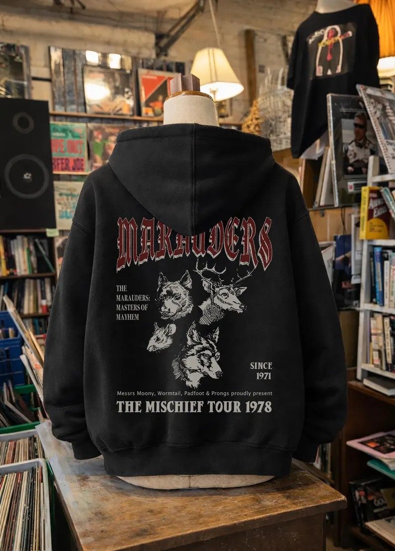 70s Wizards Marauders World Tour Hoodie (Front & Back), Pottery Shirt, ATYD Sweatshirt, Subtle HP Style Top