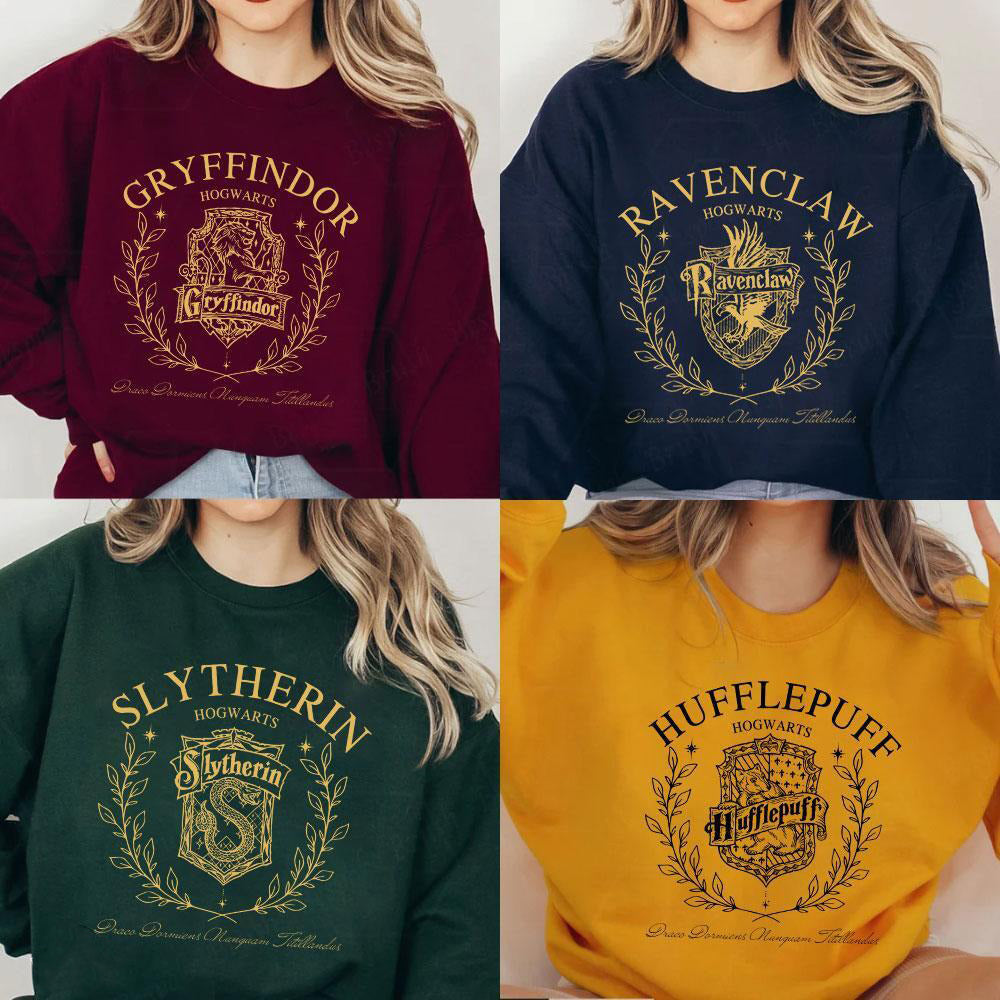 Vintage Hogwarts Houses Shirts, Harry Potter Sweatshirt, Wizard Sweatshirt, Bookish Gift