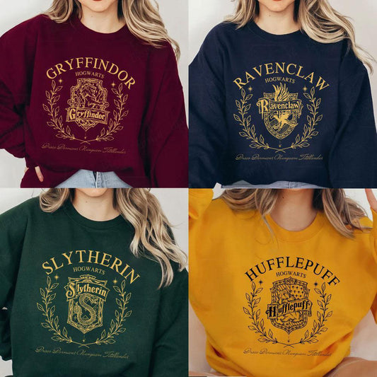 Vintage Hogwarts Houses Shirts, Harry Potter Sweatshirt, Wizard Sweatshirt, Bookish Gift