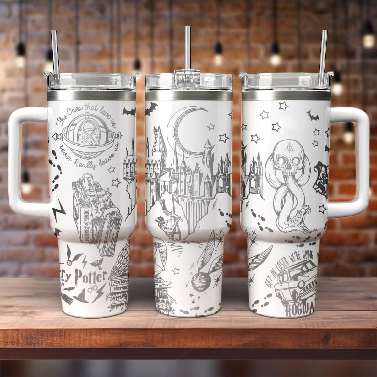 Tumbler Hogwarts Castle Magic 30oz/40oz , Hogwarts Tumbler with Handle, Harry Potter Laser Engraved Tumbler 30oz/40o