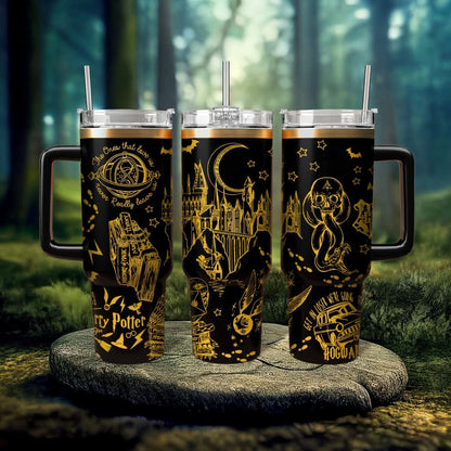 Tumbler Hogwarts Castle Magic 30oz/40oz , Hogwarts Tumbler with Handle, Harry Potter Laser Engraved Tumbler 30oz/40o