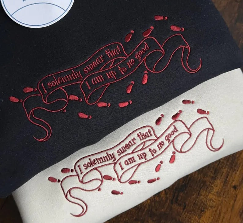 Harry Potter Embroidered Sweatshirt, Marauder’s Map Quote “I Solemnly Swear” Hoodie, Wizard Aesthetic Crewneck, Potter Fan Gift EGG26