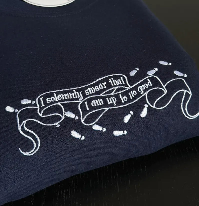 Harry Potter Embroidered Sweatshirt, Marauder’s Map Quote “I Solemnly Swear” Hoodie, Wizard Aesthetic Crewneck, Potter Fan Gift EGG26