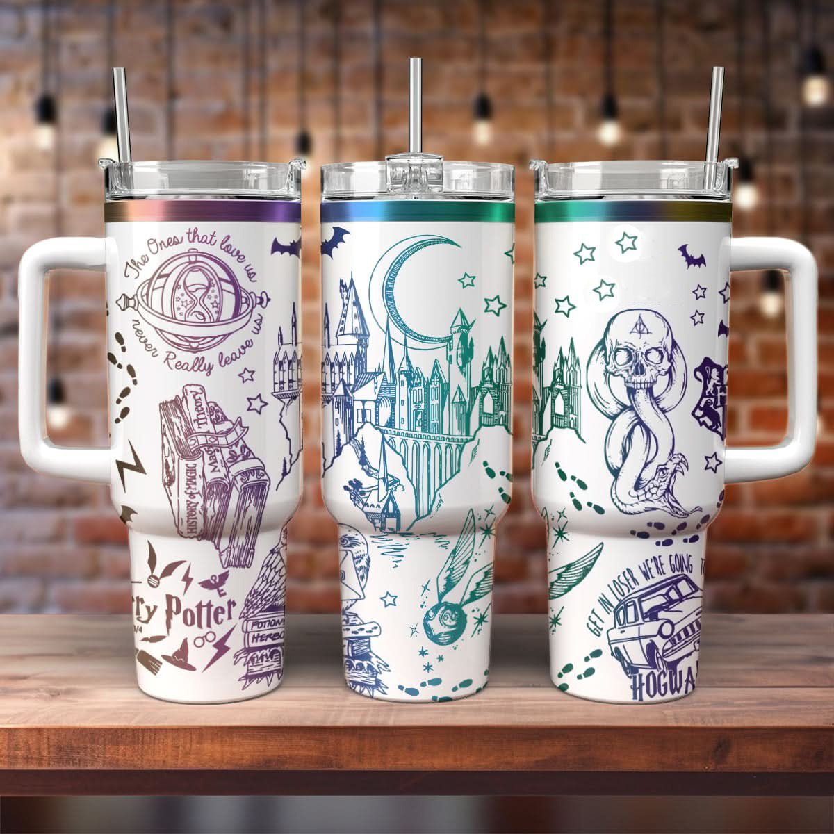 Tumbler Hogwarts Castle Magic 30oz/40oz , Hogwarts Tumbler with Handle, Harry Potter Laser Engraved Tumbler 30oz/40o