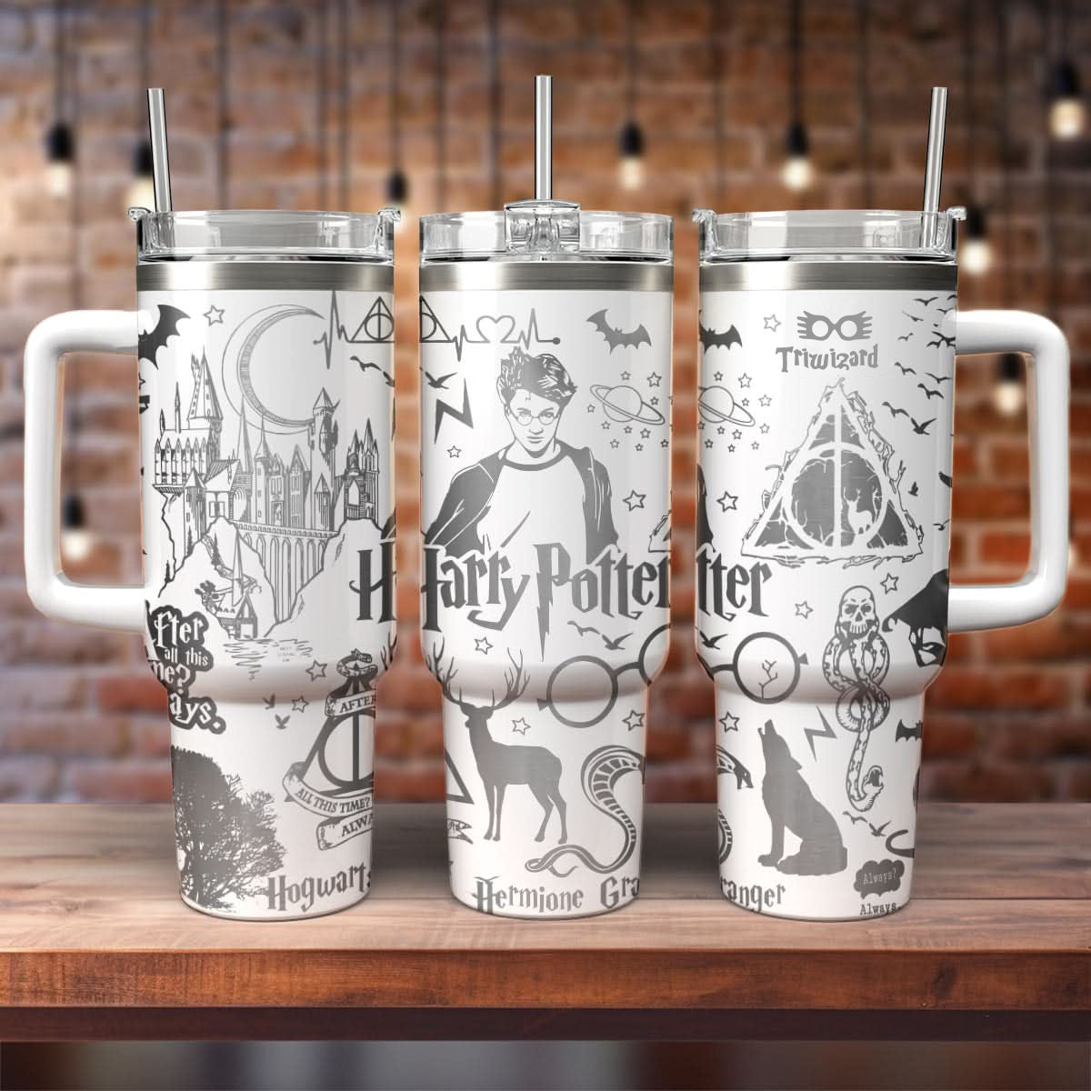 Harry Potter Tumbler 30oz/40oz, Hogwarts Castle Magic Tumbler with Handle, Harry Potter Laser Engraved Tumbler 30oz/40oz