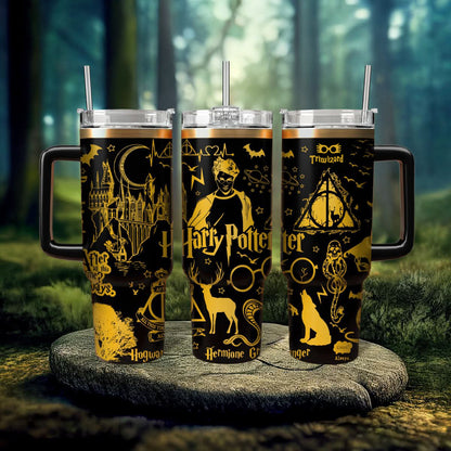 Harry Potter Tumbler 30oz/40oz, Hogwarts Castle Magic Tumbler with Handle, Harry Potter Laser Engraved Tumbler 30oz/40oz