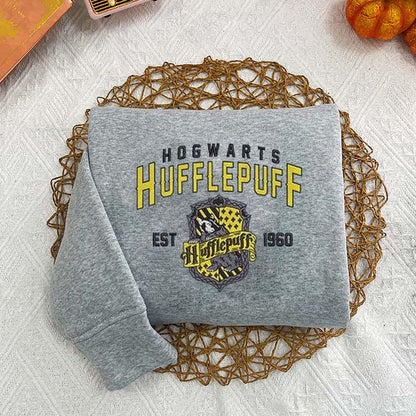 Embroidered Hogwarts Houses Sweatshirt, Magic Wizard Embroidery Shirt