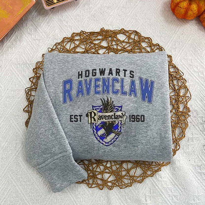 Embroidered Hogwarts Houses Sweatshirt, Magic Wizard Embroidery Shirt