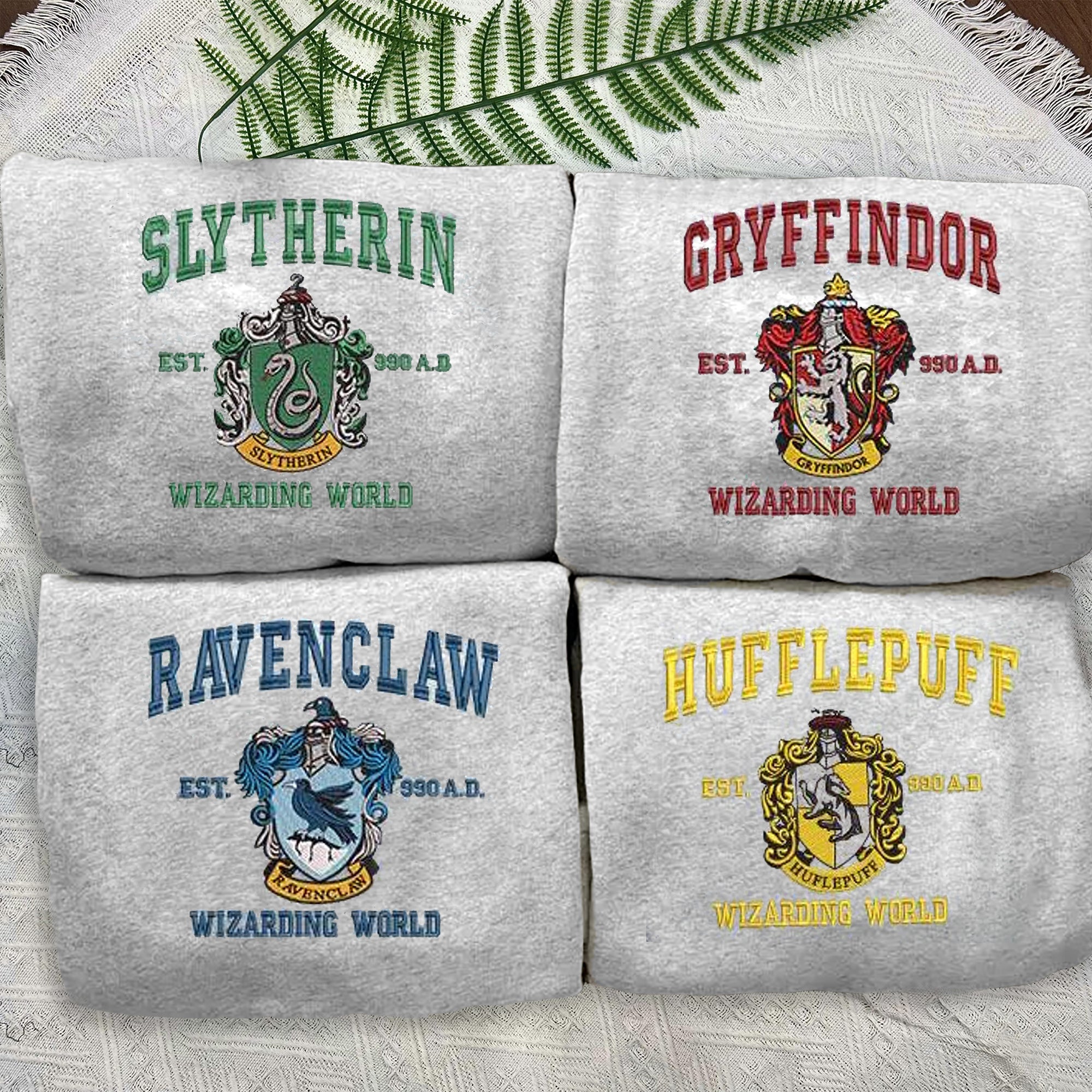 Embroidery Shirt Magic Wizard, Embroidered Sweatshirt Hogwarts Houses, EGG08