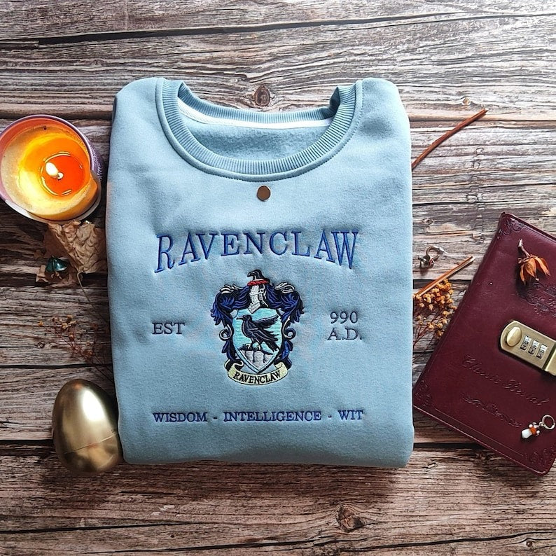 Magic Wizard Embroidery Shirt, Embroidered Sweatshirt Hogwarts Houses