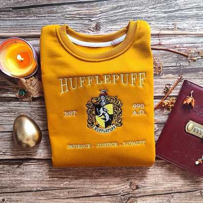 Magic Wizard Embroidery Shirt, Embroidered Sweatshirt Hogwarts Houses