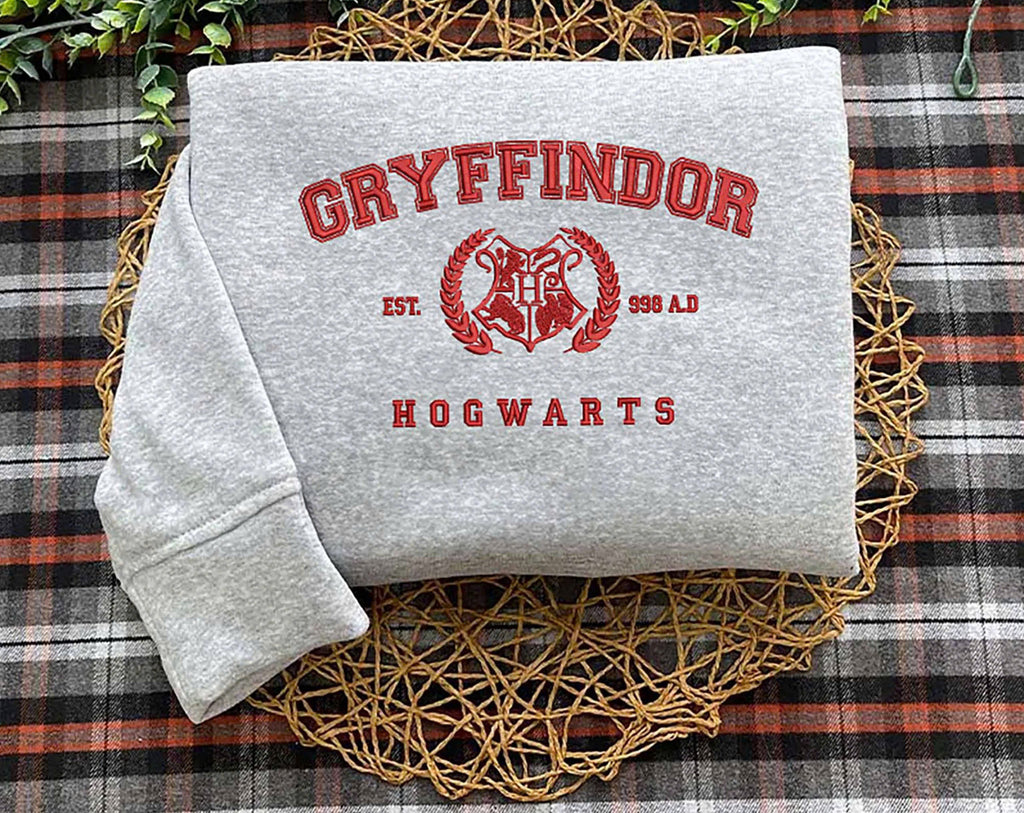 Embroidery Shirt - Magic Wizard Embroidery Shirt, Embroidered Sweatshirt Hogwarts Houses, EGG06