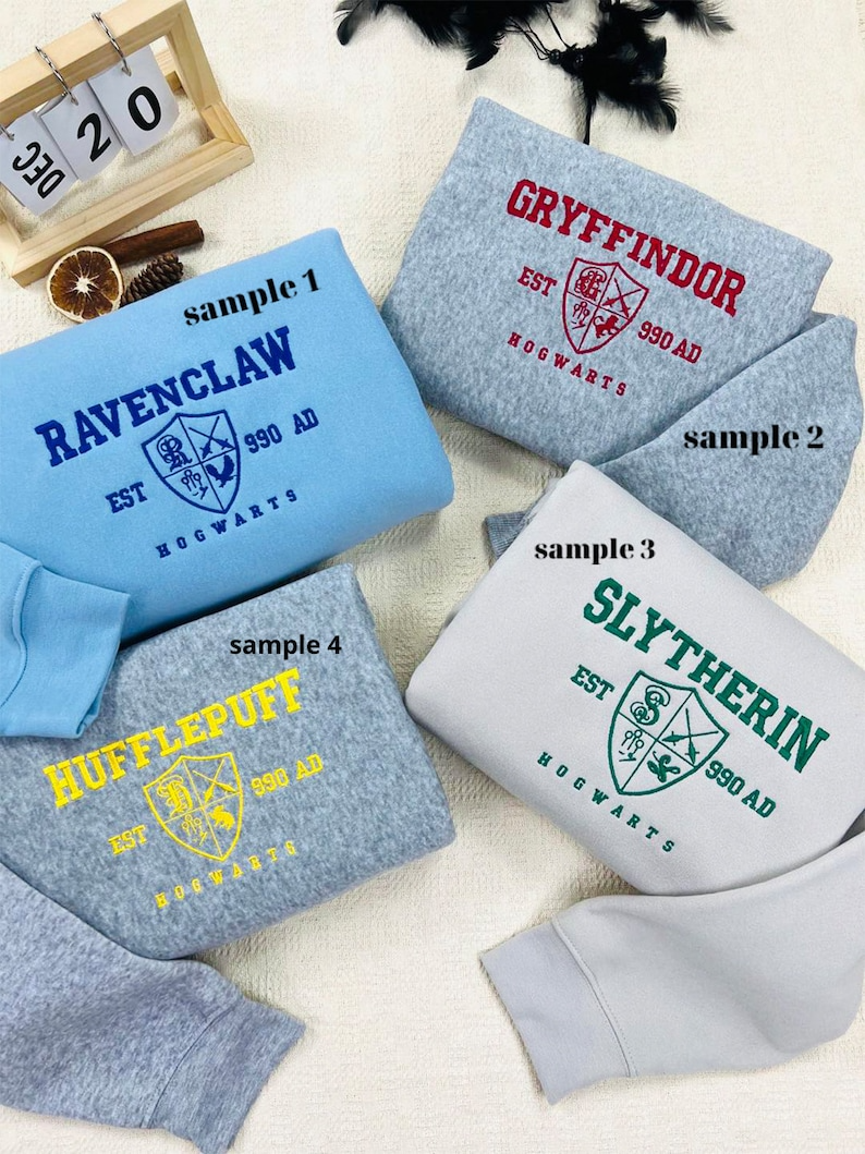 Embroidered Team Hogwarts Alumni Sweatshirt, Custom Harry Hogwarts Houses Embroidered Sweatshirt, EGG04