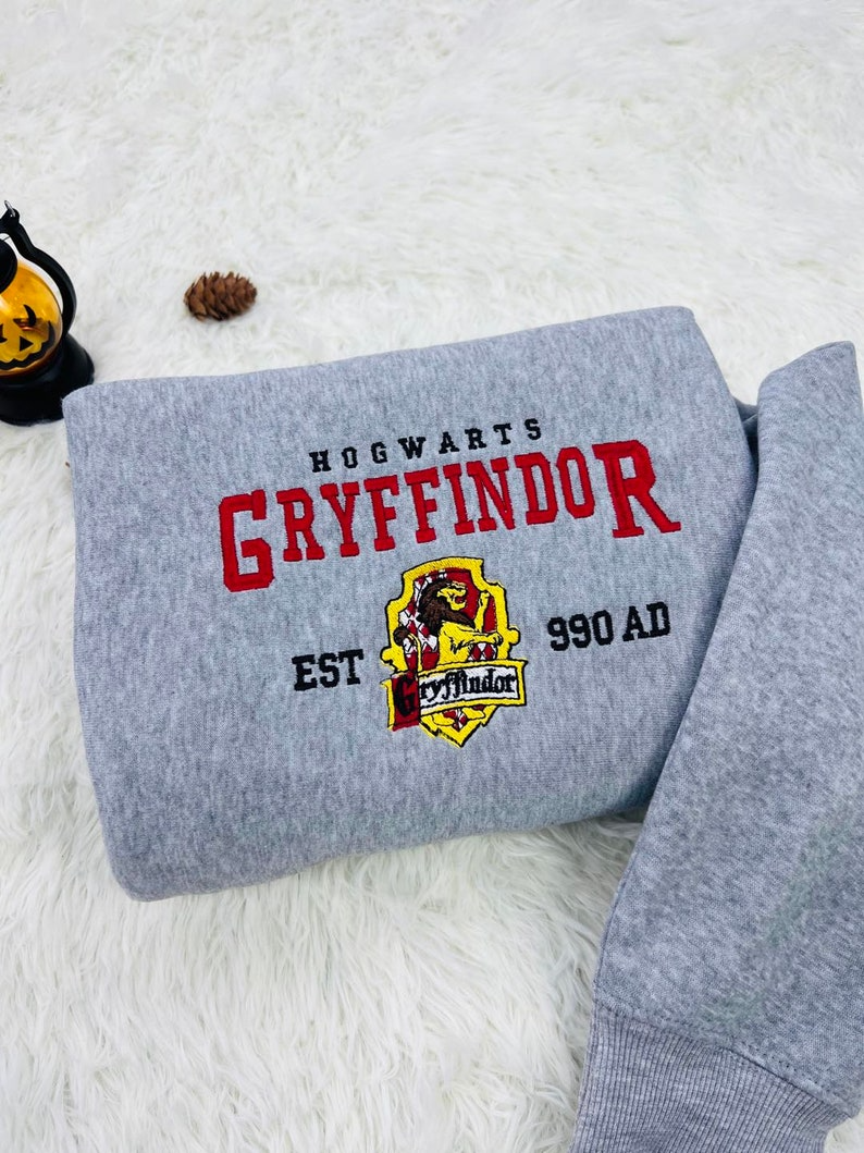 Embroidered Hogwarts Houses Sweatshirt, Embroidery Shirt Magic Wizard