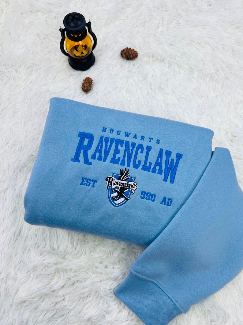 Embroidered Hogwarts Houses Sweatshirt, Embroidery Shirt Magic Wizard, EGG12